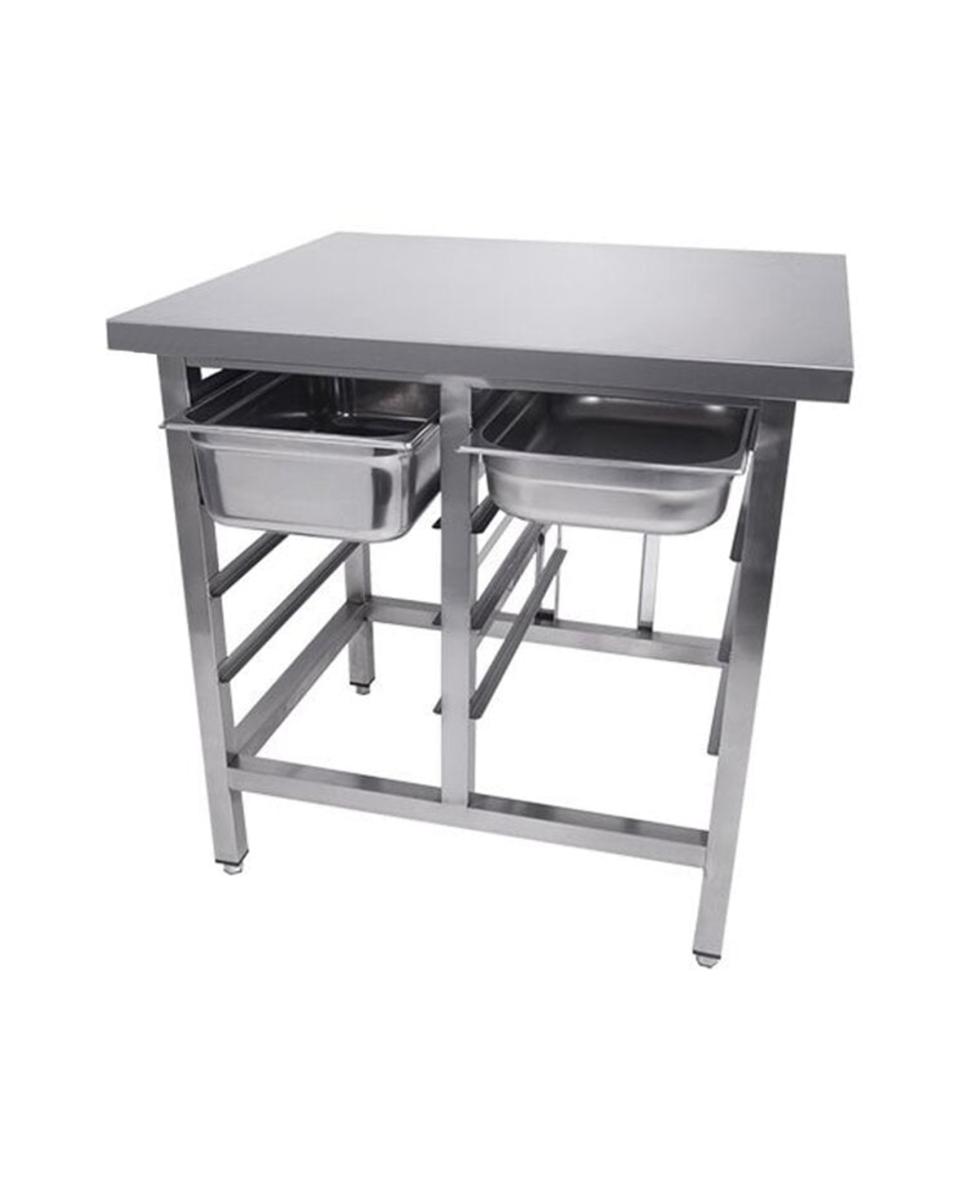 Table de travail / support - 1/1 GN - 8 niveaux - H 90 x L 90 x P 70 CM - acier inoxydable - G-Line
