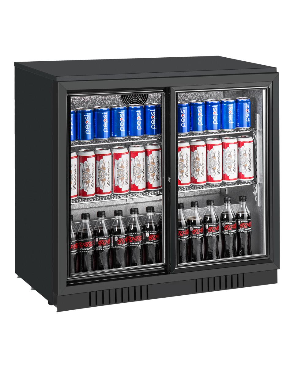 Réfrigérateur porte vitrée - 210 Litres - 2 portes coulissantes - Noir - G-Line