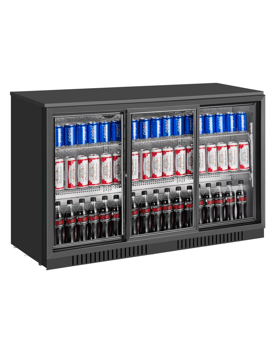 Réfrigérateur porte vitrée - 320 Litres - 3 portes coulissantes - Noir - G-Line