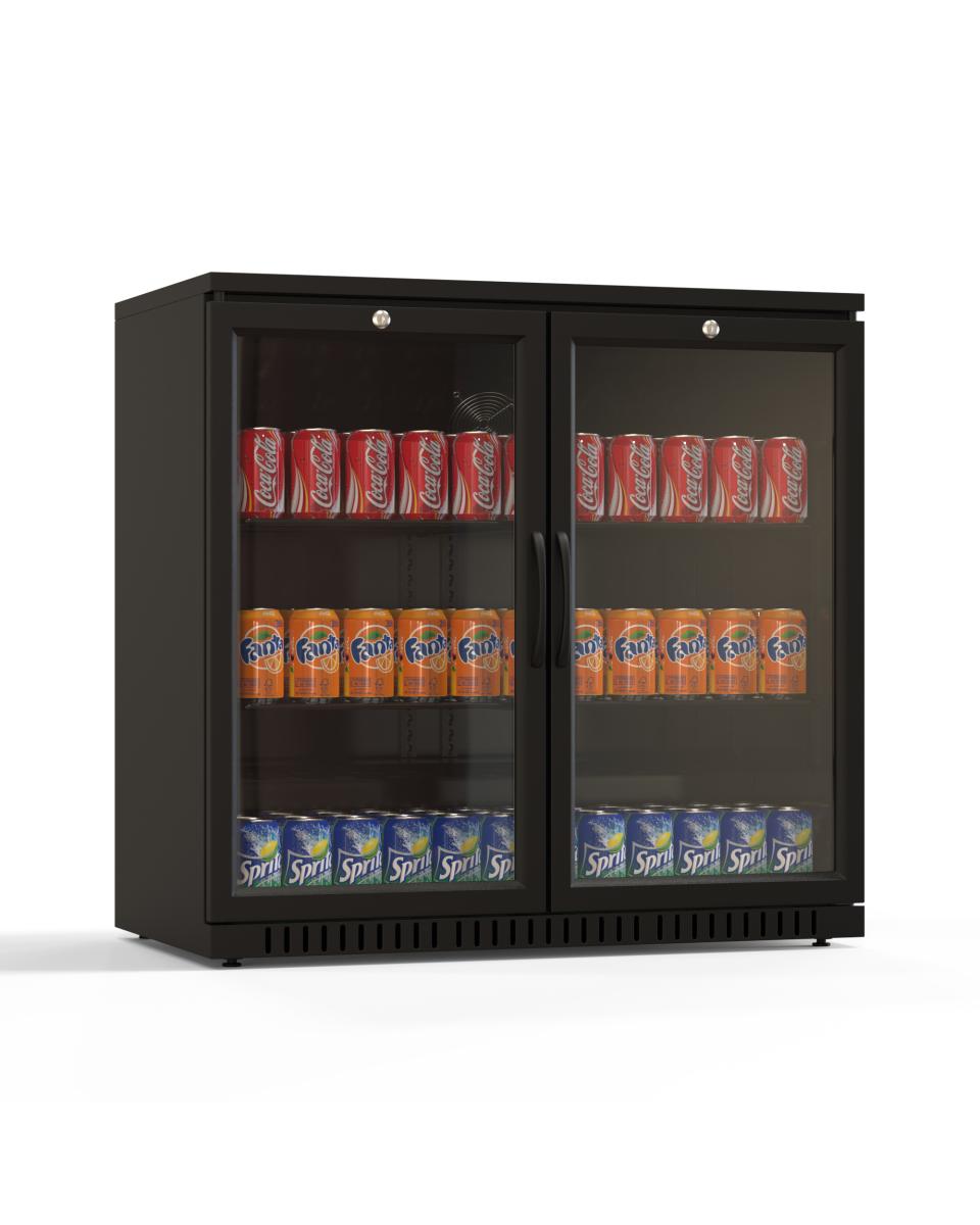 Réfrigérateur bar - Porte vitrée - 2 portes - 158 Litres - Intérieur Noir - H 95 x L 90 x P 57 CM - G-Line