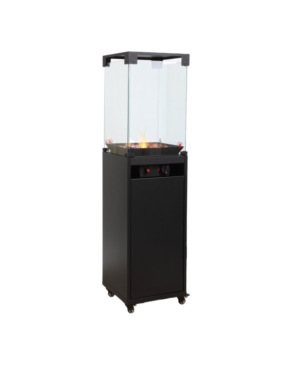 Chauffage de terrasse - Patio - Propane - Pierres de lave - Noir - H 136 x L 36 x P 36 CM - G-Line