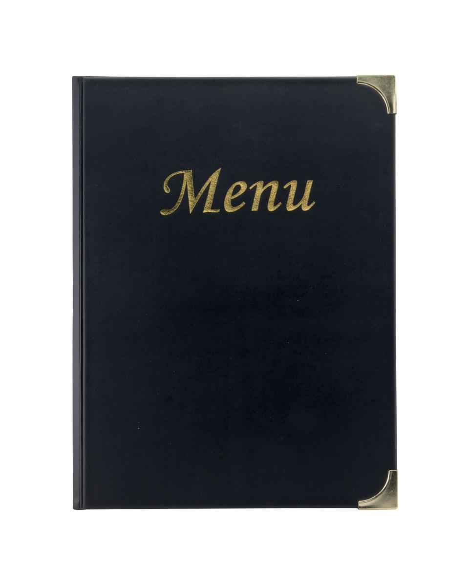 Carte de menu Basic - A4 - Bords dorés - Noir - Plastique - Securit