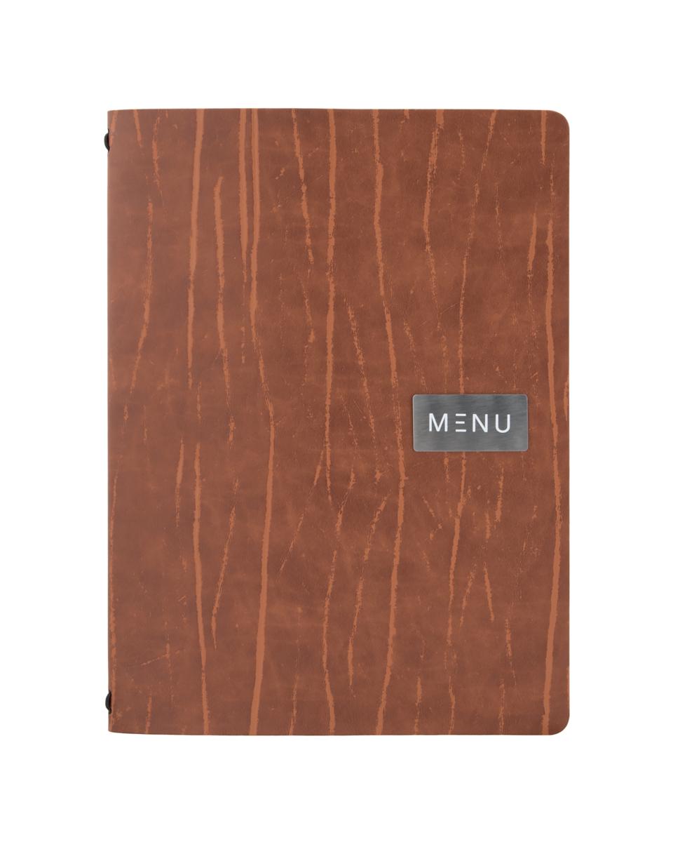 Carte de menu Ruga - A4 - Marron - Cuir - Securit