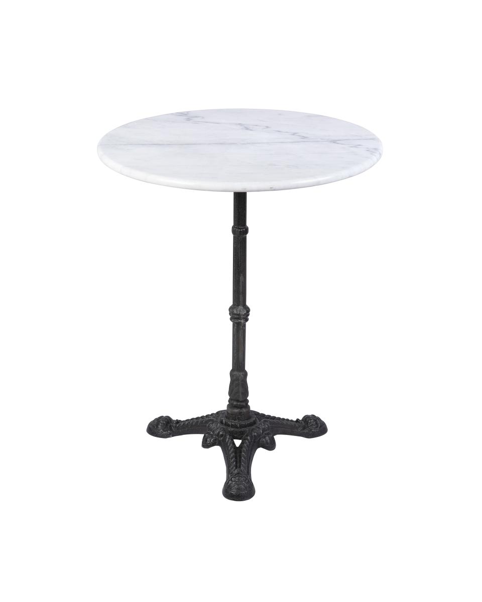 Table - Marbre Blanc - Ronde 70 Cm - Fonte - 3 Pieds