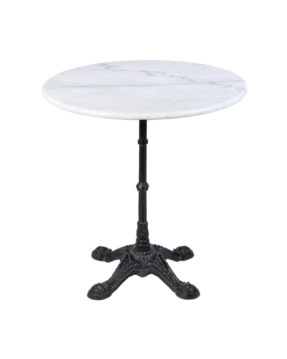 Table - Marbre Blanc - Ronde 80 Cm - Fonte - 4 Pieds