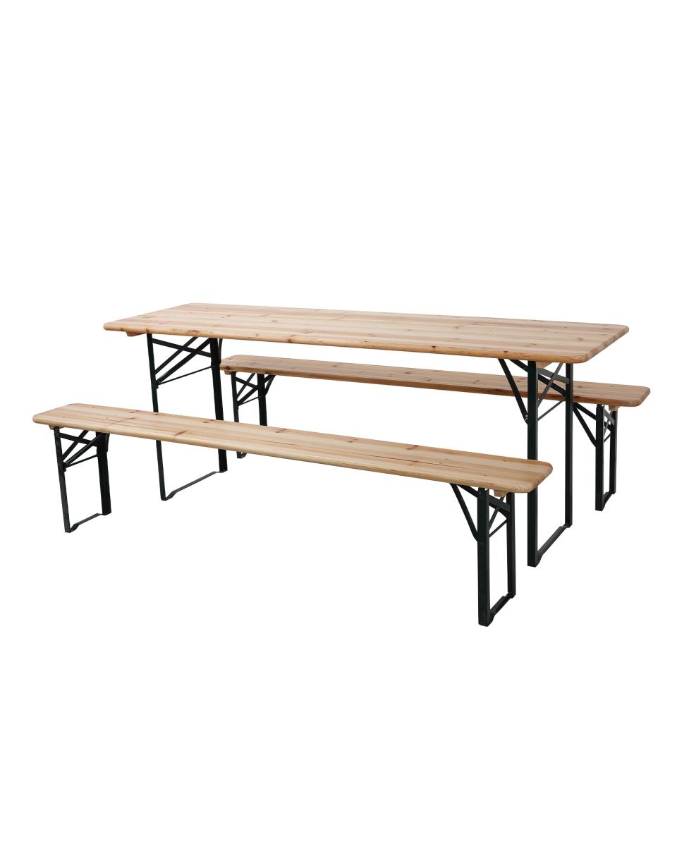 Banc à bière - Piétement noir pliable - Naturel - L 220 x P 70 CM - G-Line