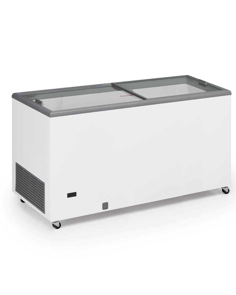 Vitrine à glace - Couvercle coulissant en verre - 500 L - Blanc - 230V - G-Line