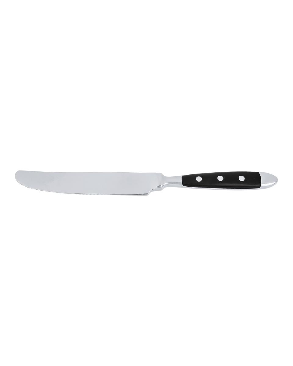 Couteau de table - 21,4 CM - Manche Noir - Bistro - G-Tableware - 6 pièces - G-line