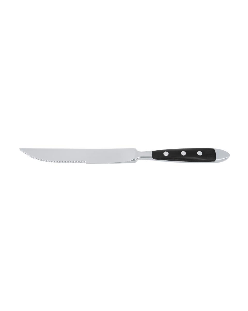 Couteau à steak - 21,4 CM - Manche Noir - Bistro - G-Tableware - 6 pièces - G-line