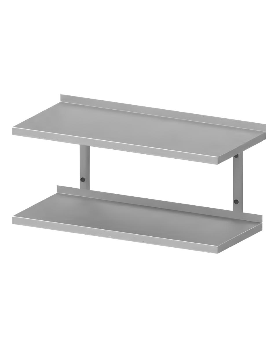 Étagère murale en inox - Fermé - 2 niveaux - Avec supports - G-Line