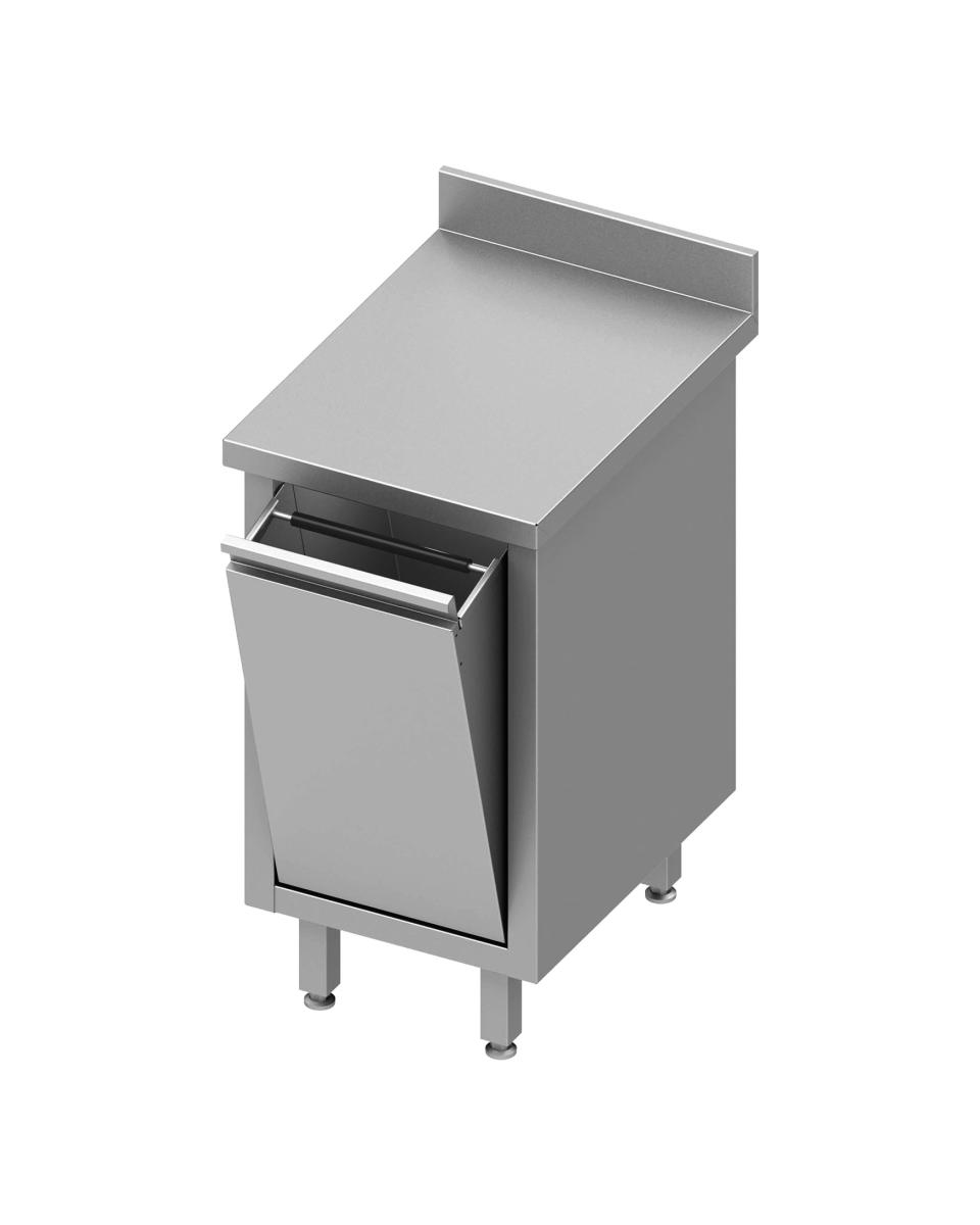 Table de travail fermée en inox - Poubelle basculante - Rebord relevé 10 cm - G-Line