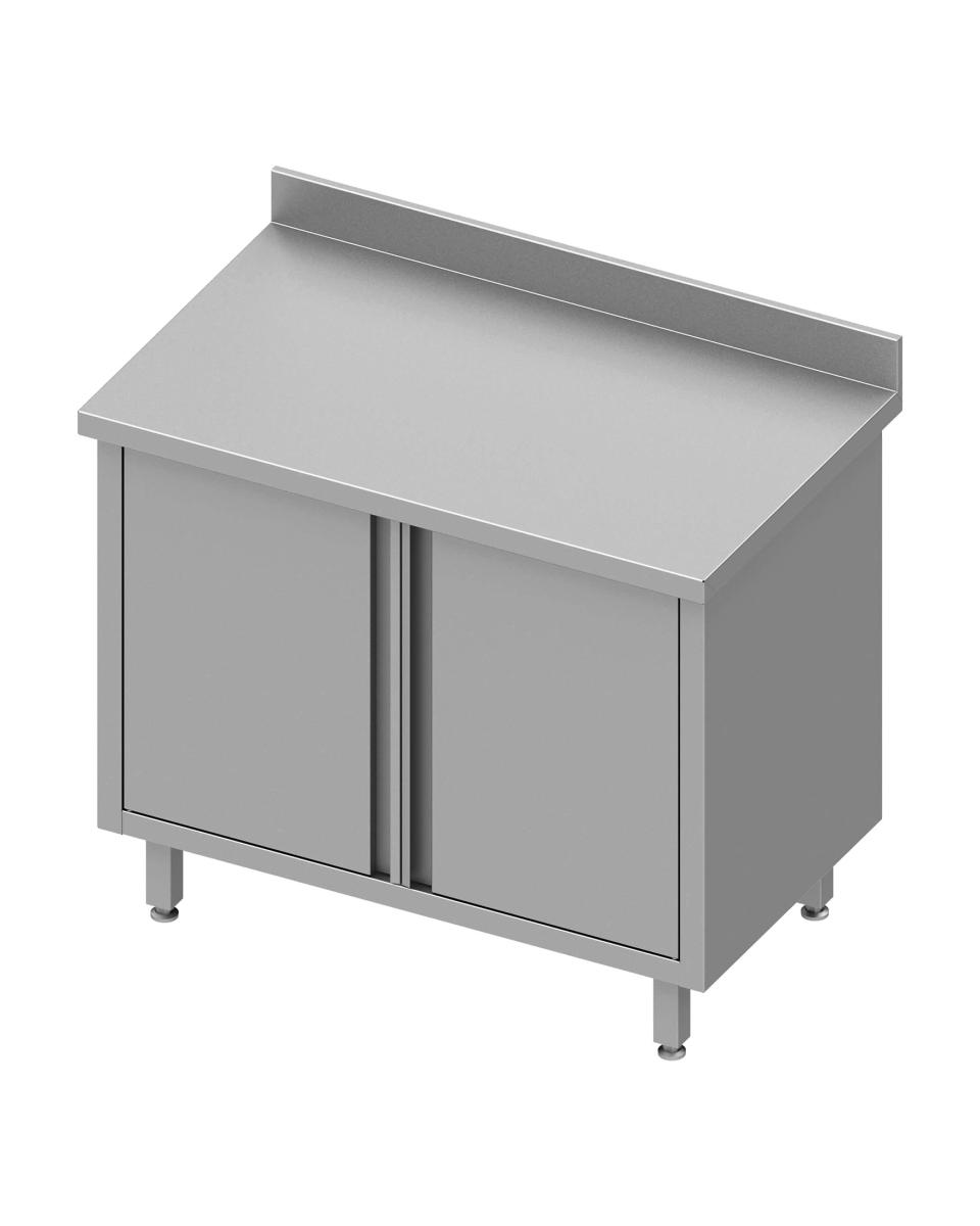 Table de travail fermée en inox - Portes battantes - Rebord relevé 10 cm - G-Line