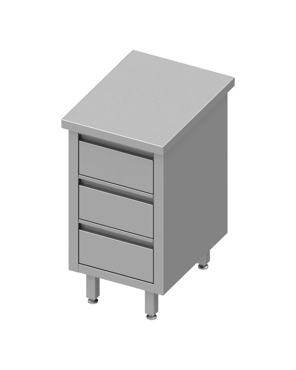 Table de travail fermée en inox - 3 tiroirs - G-Line