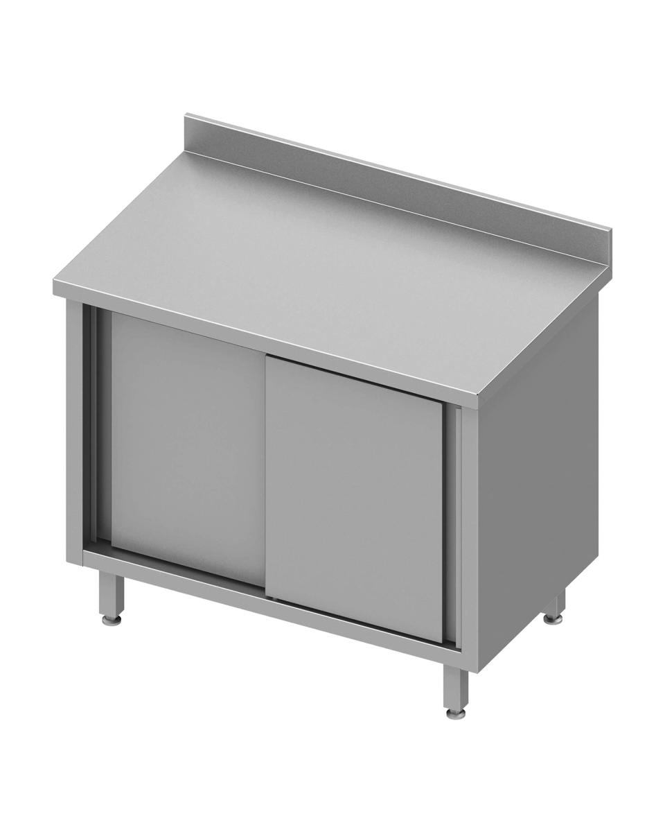 Table de travail fermée en inox - Portes coulissantes - Rebord relevé 10 cm - G-Line