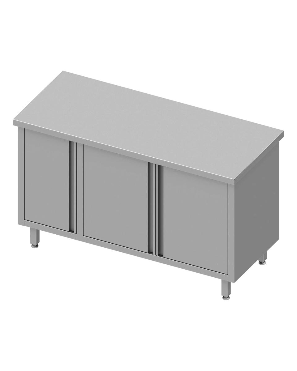 Table de travail fermée en inox - Portes battantes - Armoire à gauche - G-Line