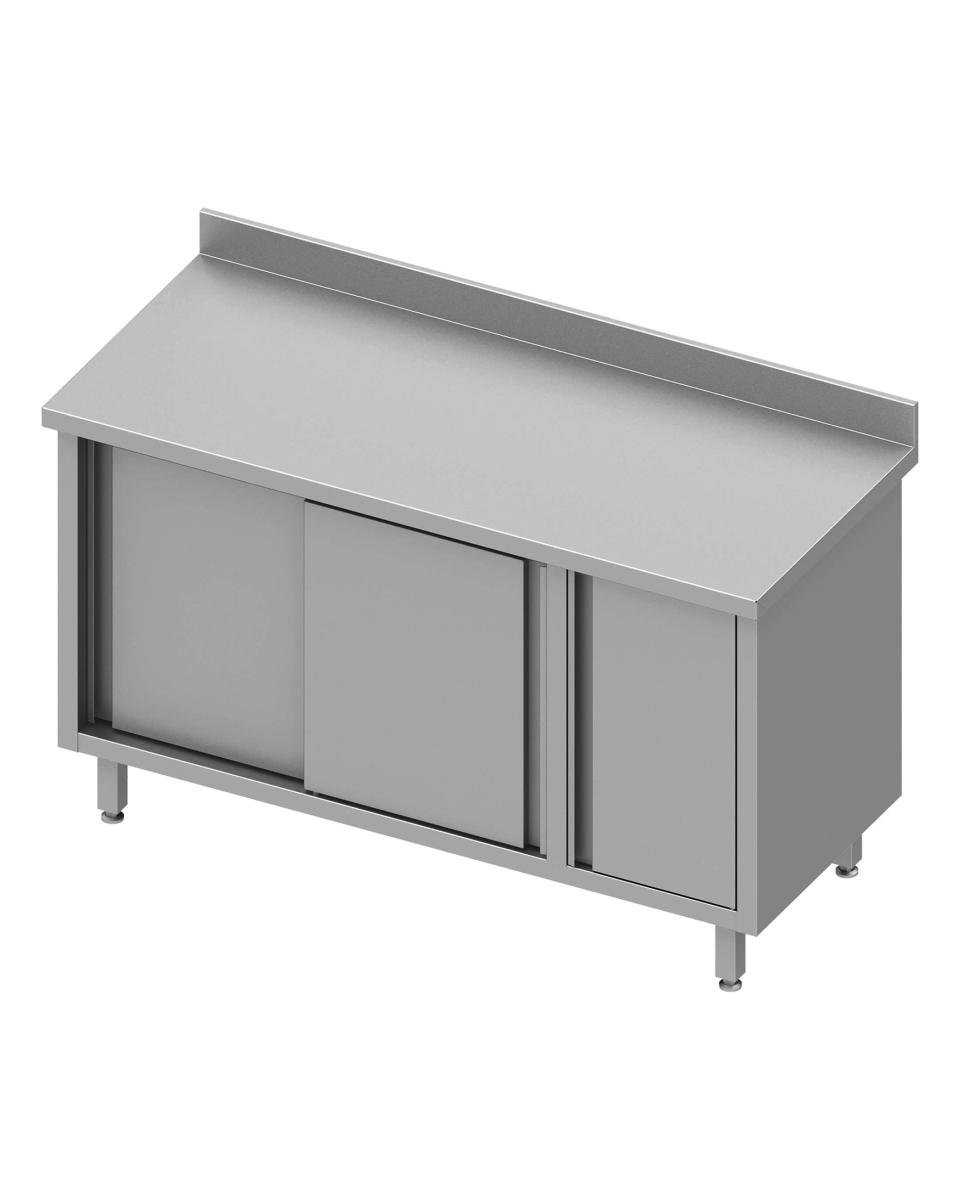 Table de travail fermée en inox - Portes coulissantes - Armoire à droite - G-Line