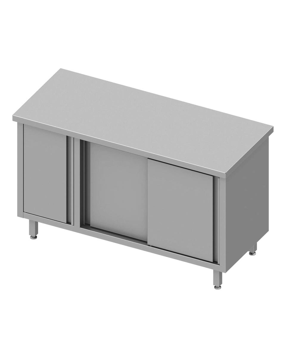 Table de travail fermée en inox - Portes coulissantes - Armoire à gauche - G-Line