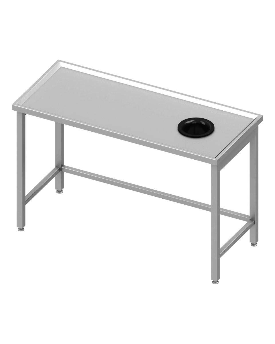 Table de travail en inox - Sans étagère inférieure - Avec rebord anti-débordement - Trou d’évacuation à droite - G-Line