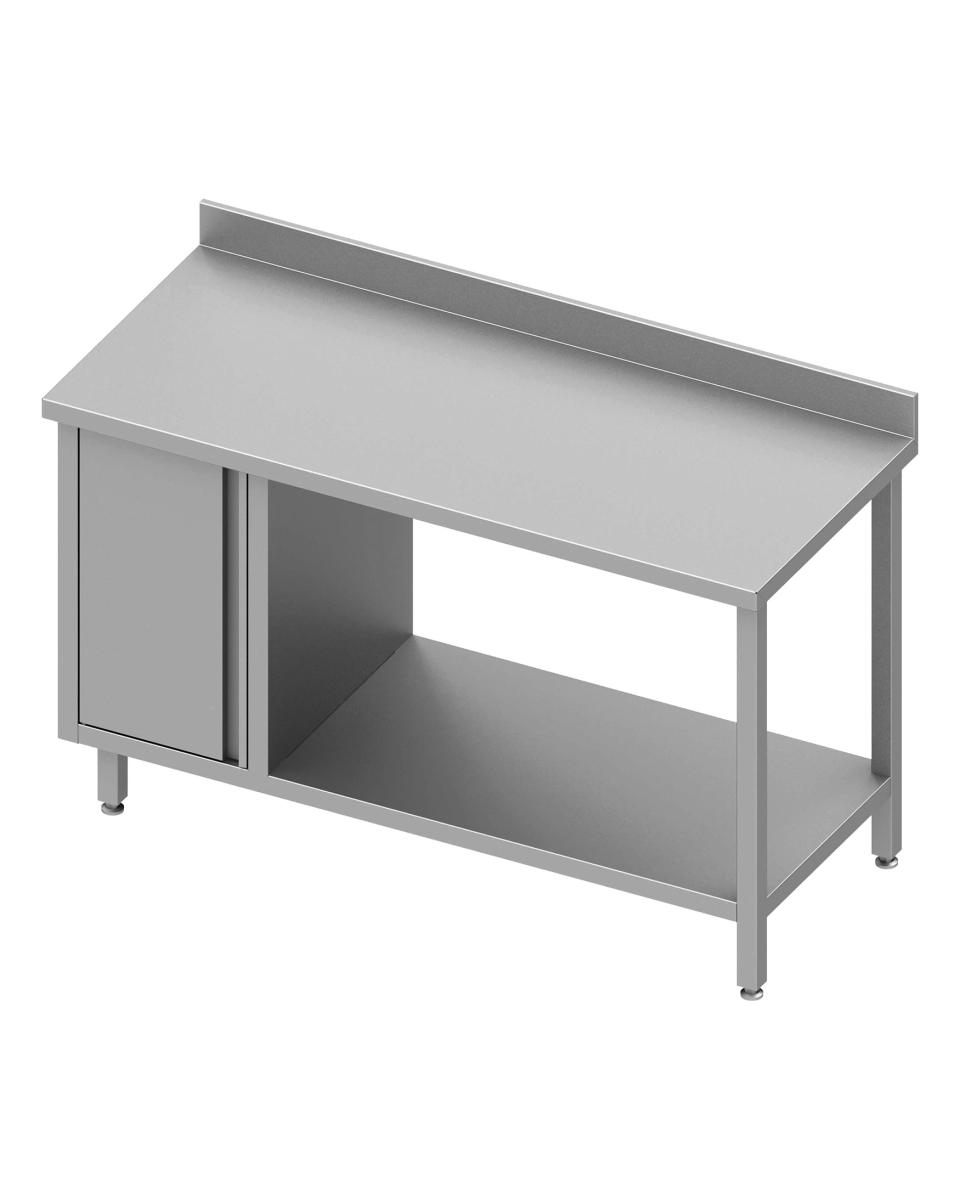 Table de travail en inox - Avec étagère inférieure - Rebord relevé 10 cm - Armoire à gauche - G-Line