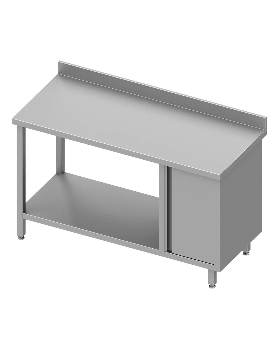 Table de travail en inox - Avec étagère inférieure - Rebord relevé 10 cm - Armoire à droite - G-Line