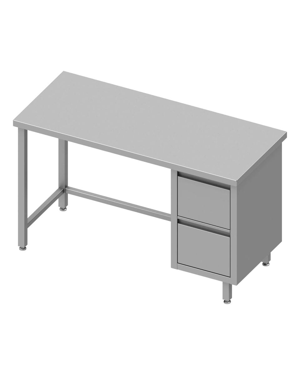 Table de travail en inox - Sans étagère inférieure - 2 tiroirs à droite - G-Line