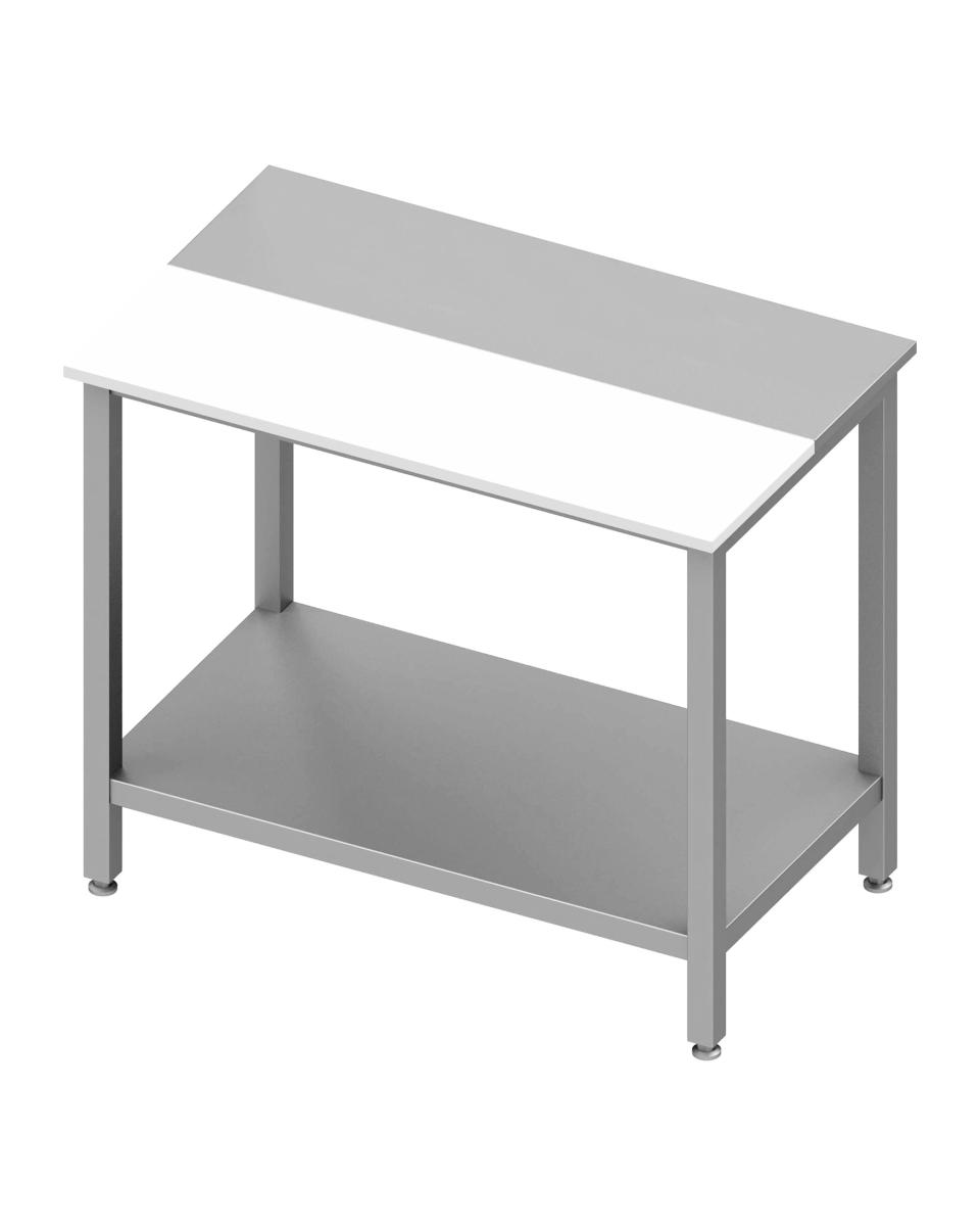 Table de travail en inox - Plateau en polyéthylène partiel - Blanc - Avec étagère inférieure - G-Line