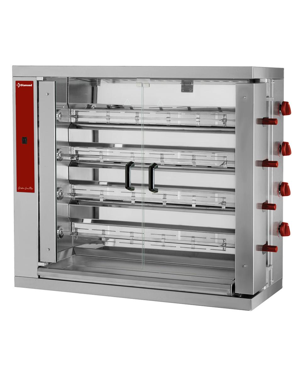 Grill poulet - Gaz - 24 poulets - 230V - Diamant - RVG/4-CM