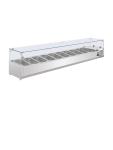 Vitrine réfrigérée - 10 x GN 1/4 - H 43,5 x 200 x 33 CM - 230 V - Inox - Polar - G611 G611 €569.45 Vitrine en verre