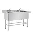 Spoeltafel - Dubbel - 2 x 100 Liter - H 90 x 141 x 60 CM - RVS - Vogue - CF406 CF406 €736.90 RVS wasbakken / spoelbakken