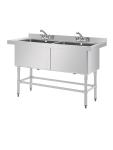 Spoeltafel - Dubbel - 2 x 100 Liter - H 90 x 141 x 60 CM - RVS - Vogue - CF406 CF406 €736.90 RVS wasbakken / spoelbakken