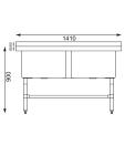 Spoeltafel - Dubbel - 2 x 100 Liter - H 90 x 141 x 60 CM - RVS - Vogue - CF406 CF406 €736.90 RVS wasbakken / spoelbakken