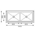 Spoeltafel - Dubbel - 2 x 100 Liter - H 90 x 141 x 60 CM - RVS - Vogue - CF406 CF406 €736.90 RVS wasbakken / spoelbakken