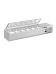Vitrine réfrigérée - 6 x GN 1/4 - H 27,4 x 140 x 33,5 CM - 230 V - Polar - DA680 DA680 €539.14 Vitrine avec couvercle en acier inoxydable