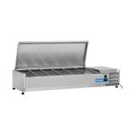 Vitrine réfrigérée - H 28.1 x 140 x 39.5 CM - 26.5 KG - 220 - 240 V - 160 W - Statique - R600A - Inox - 53 Litre - +2°C / +8°C - Cool Head - 712027 712027 €693.00 Vitrine avec couvercle en acier inoxydable