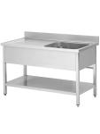 Evier inox pour restauration - 1 bac à droite - avec étagère - démontable - G-Line RVS-M-00162 €349.00 Tables de rinçage en acier inoxydable