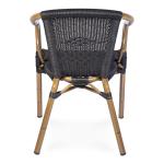 Terrasstoel Corino - Stapelbaar - Armleuning - Gevlocht Riet - Zwart - Aluminium - G-Line HW-00070 €49.95 Terrasstoelen
