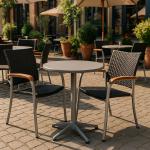 Chaise de patio Baja - Empilable - Accoudoirs - Rotin tressé - Noir - Synthétique - G-Line HW-16773 €59.95 Chaises de terrasse