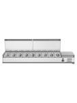 Gekoelde Opzetvitrine - 8 x 1/3 GN - RVS Opzet - 230V - B 180 CM - G-Line 26381 €399.00 Vitrine met rvs deksel