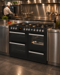 Cuisinière à gaz - 7 brûleurs - 2 fours électriques - Gril - Rangement - Noir - 400V - G-Line 75717 €999.00 Cuisinières à gaz avec four