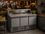 Etabli à pizza - 3 portes - 368 L - inox - 230V - H 86 x L 136 x P 70 CM - G-Line 26286 €749.00 Établis à pizza