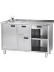 Koffie Uitgifte Werkbank - 2-Deurs - Spoelbak - RVS - H 100 x B 160 x D 70 CM - G-Line 61776 €999.00 RVS werktafel