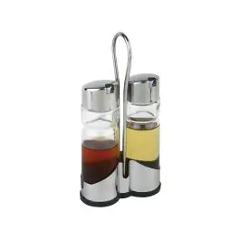 Service huile & vinaigre - H 21,5 x 11,5 x 5,4 CM - Verre/Inox - APS - CF296