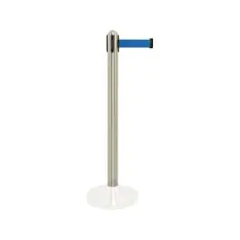 Poteau de barrière - Bande de traction bleue - Extensible - Argenté - Inox - H 100 CM - Securit