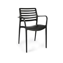 Chaise de patio Louise - Empilable - Avec accoudoirs - Noire - G-Line