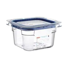 Boîte Alimentaire - 1/6 GN - 1.25 Litre - H 10 x 17.6 x 16.2 CM - Polycarbonate - Transparent - -40°C / +99°C - Avec Bord Silicone - Araven - 962463
