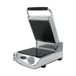 Contact grill Solo - H 17,6 x 33,1 x 45,8 CM - 10 KG - 220-240 V - 1350 W - Inox - Nervuré / Lisse - +120°C / +400°C - Céramique - SpidoCook - 596050