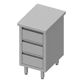 Table de travail fermée en inox - 3 tiroirs - G-Line
