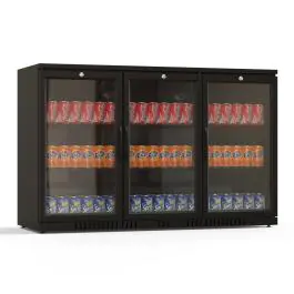 Réfrigérateur - 254 litres - 3 portes - Porte vitrée - Ventilé - Noir - G-Line