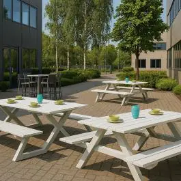Picknickbank / tafel - Maxa - Wit - Aluminium - 200 Cm - G-Line