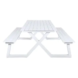 Table/banc de pique-nique - Maxa - Blanc - Aluminium - 200 cm - G-Line